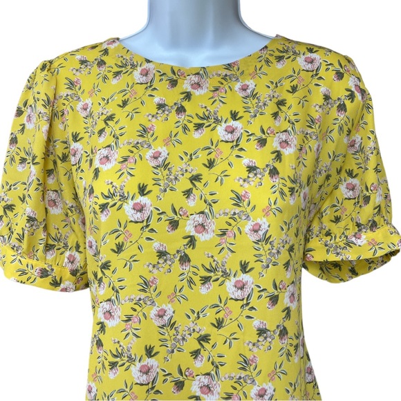 SzLP Loft Yellow Floral Print Blouse NWT - Picture 3 of 7
